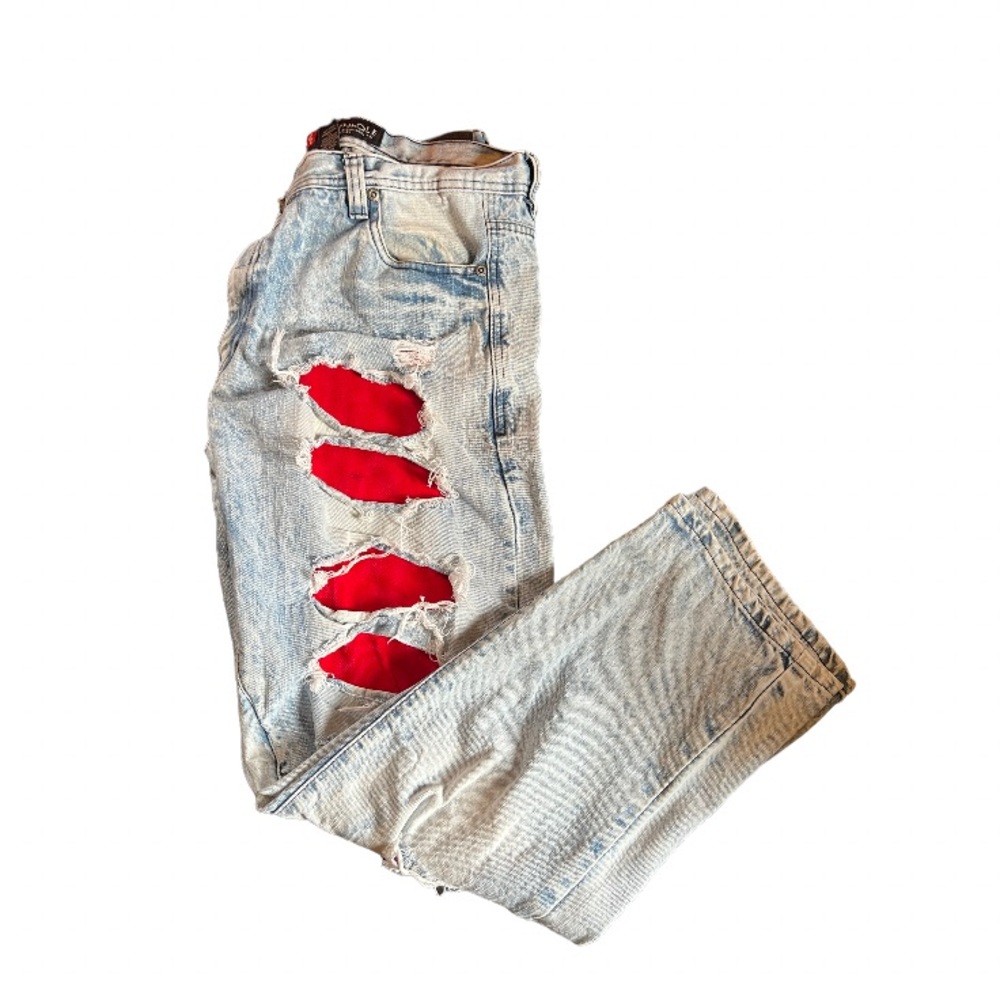 South Pole Men’s Denim Blue Red Jeans Size 36 x 30